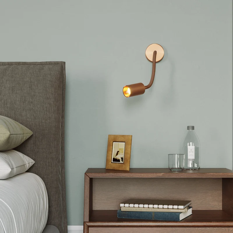 Applique ou plafonnier avec Spot GU10 Bispot et bras orientable Flex 30 cm - Cuivre satiné