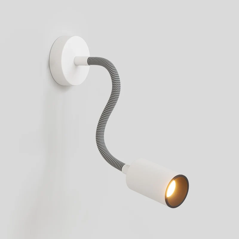 Applique ou plafonnier avec Spot GU10 Bispot et bras orientable Flex 30 cm - Blanc mat / Noir