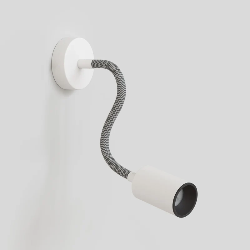 Applique ou plafonnier avec Spot GU10 Bispot et bras orientable Flex 30 cm - Blanc mat / Noir