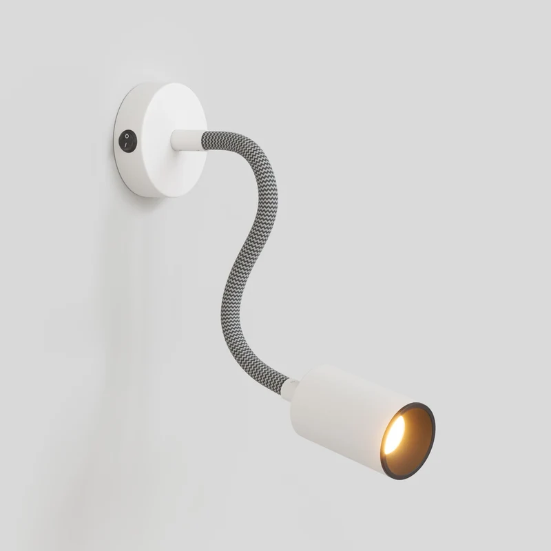 Applique ou plafonnier avec Spot GU10 Bispot et bras orientable Flex 30 cm - Blanc mat / Noir