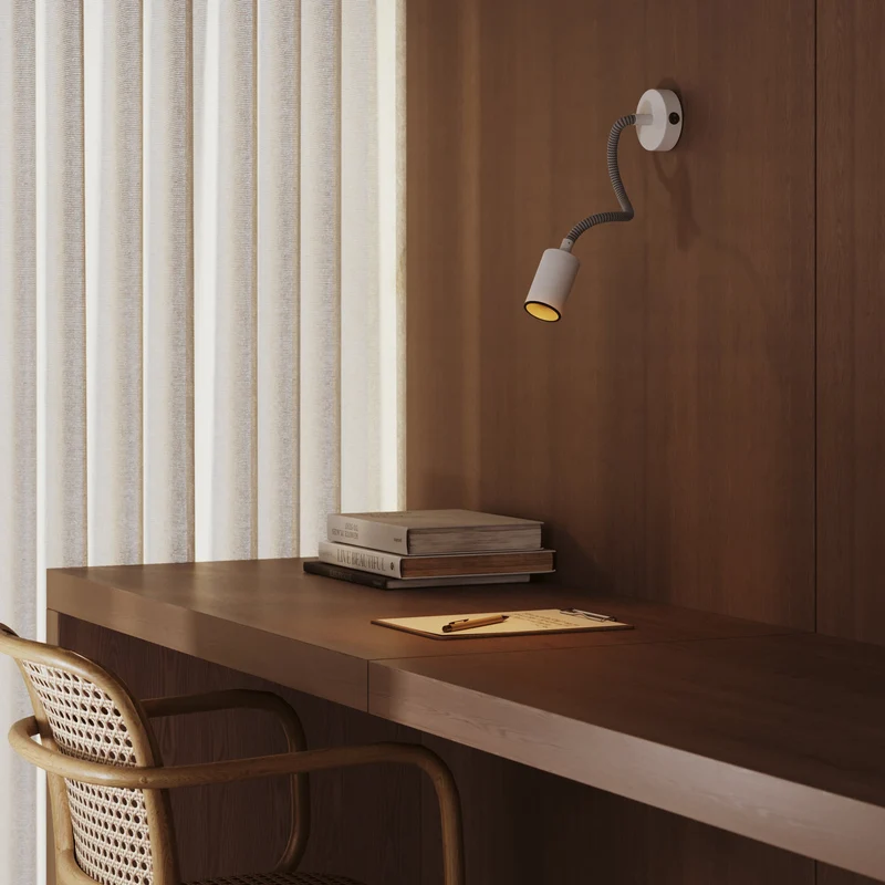 Applique ou plafonnier avec Spot GU10 Bispot et bras orientable Flex 30 cm - Blanc mat / Noir