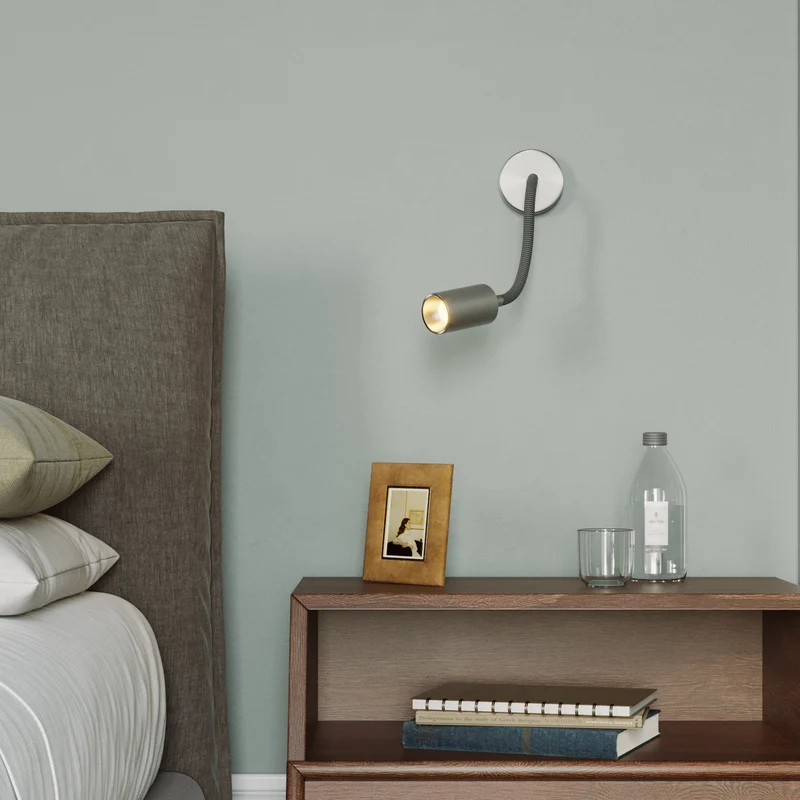 Lampe murale ou plafond avec Spot GU10 Bispot et bras orientable Flex 30 cm - Titane satiné