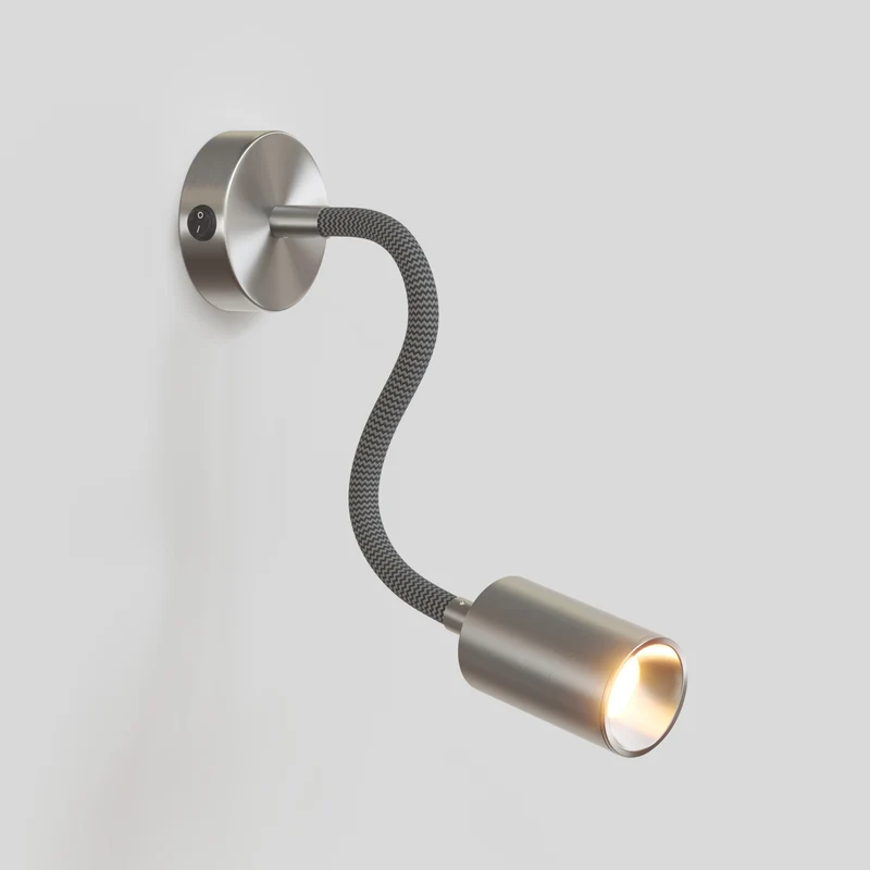 Lampe murale ou plafond avec Spot GU10 Bispot et bras orientable Flex 30 cm - Titane satiné