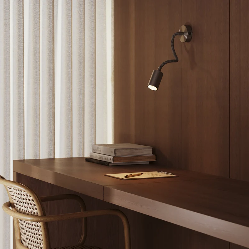 Lampe murale ou plafond avec Spot GU10 Bispot et bras orientable Flex 30 cm - Titane satiné