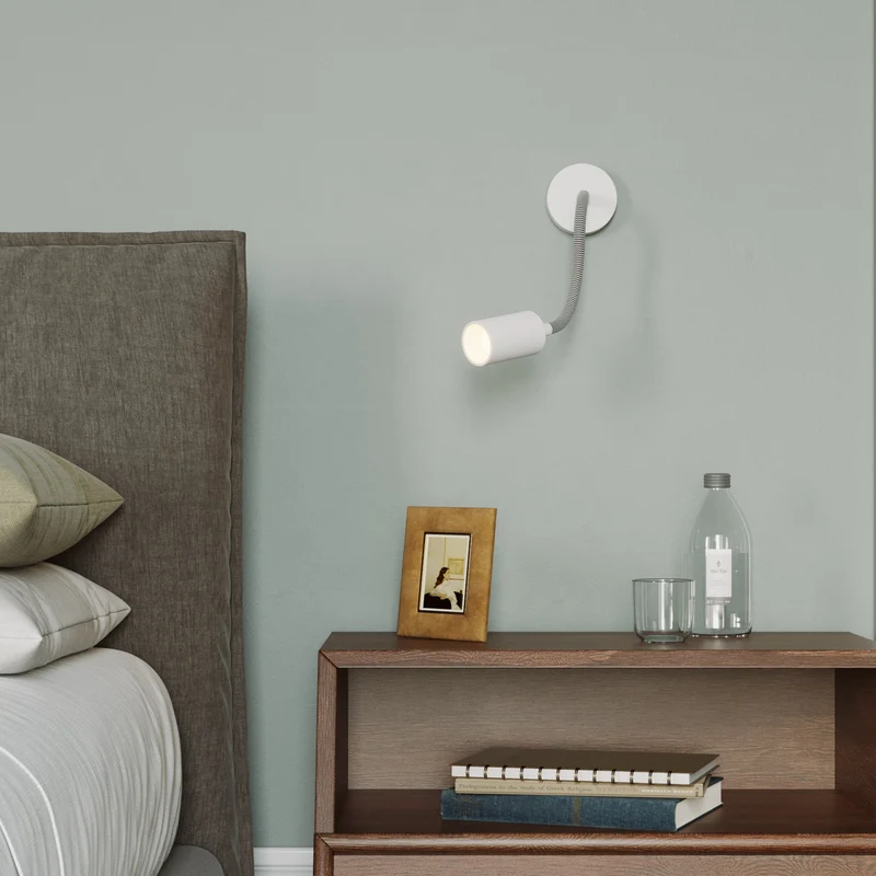 Applique ou plafonnier avec Spot GU10 Bispot et bras orientable Flex 30 cm - Blanc mat