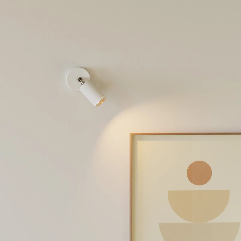 Spot GU10 orientable pour applique ou plafonnier Bispot - Blanc mat / Chrome