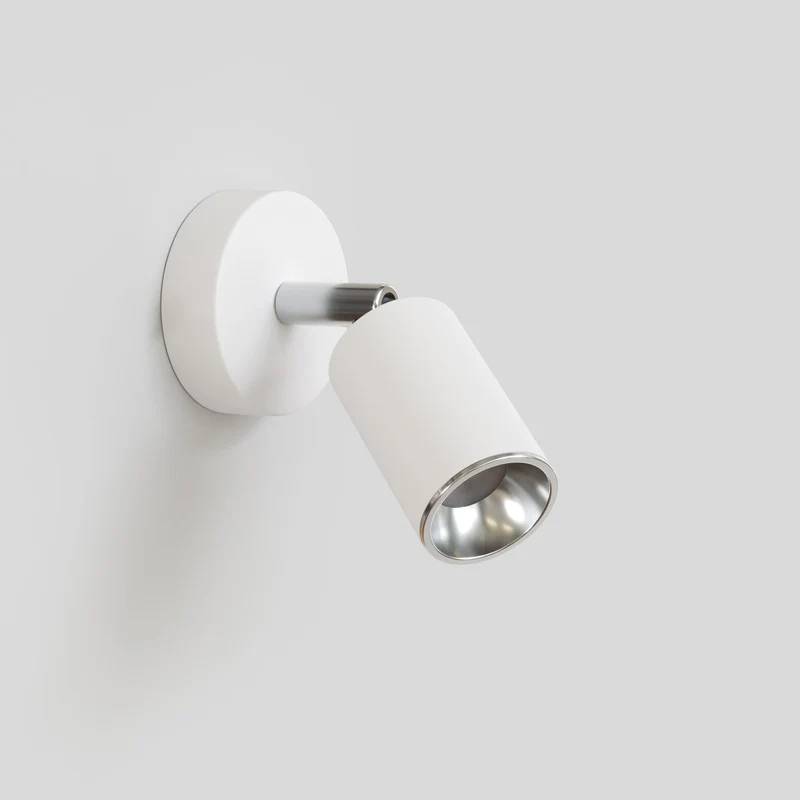 Spot GU10 orientable pour applique ou plafonnier Bispot - Blanc mat / Chrome