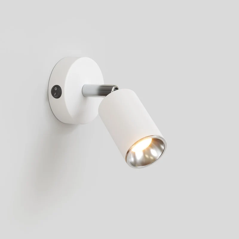 Spot GU10 orientable pour applique ou plafonnier Bispot - Blanc mat / Chrome