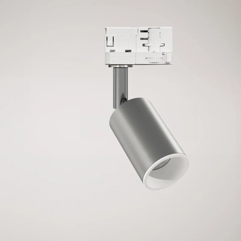 Spot orientable Bispot pour système sur rail - Titane satiné / Blanc mat