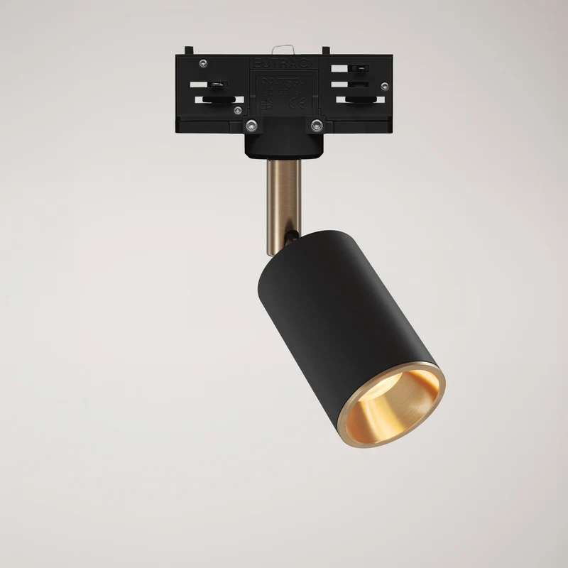 Spot orientable Bispot pour système sur rail - Noir / Bronze satiné