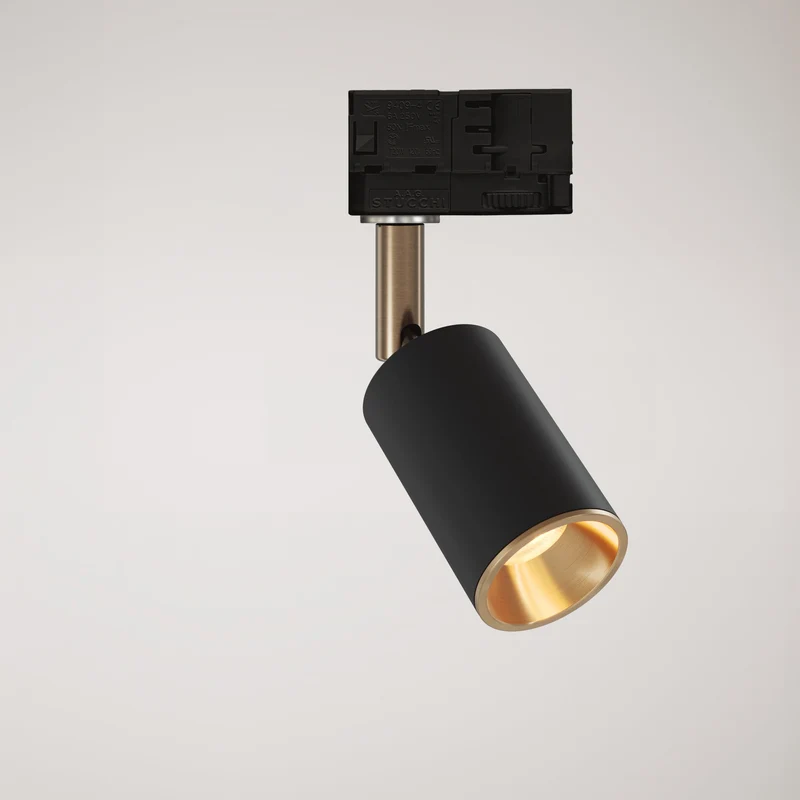 Spot orientable Bispot pour système sur rail - Noir / Bronze satiné