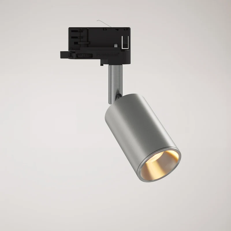 Spot orientable Bispot pour système sur rail - Titane satiné
