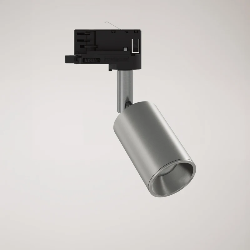 Spot orientable Bispot pour système sur rail - Titane satiné
