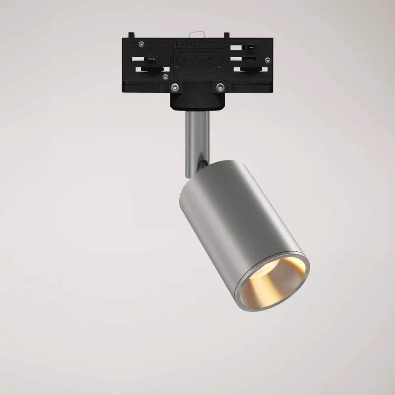 Spot orientable Bispot pour système sur rail - Titane satiné