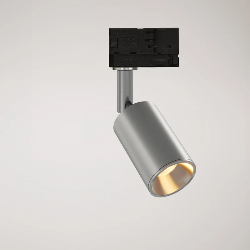 Spot orientable Bispot pour système sur rail - Titane satiné