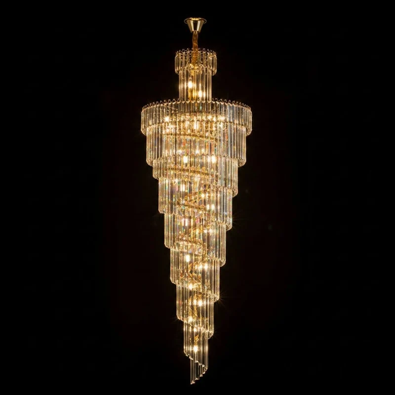 Grand Lustre Escalier Luxe En Verre