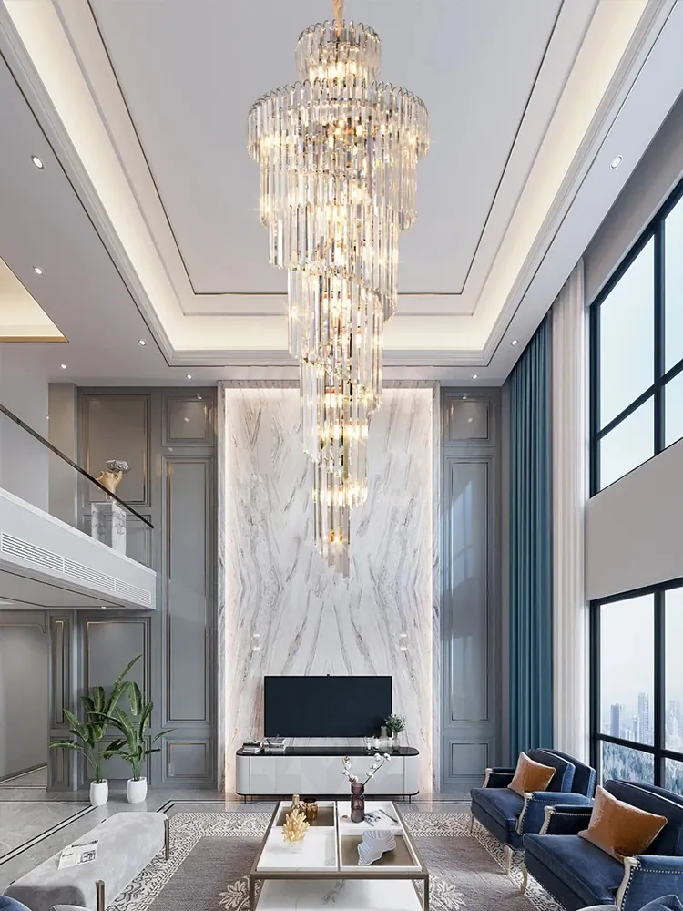 Grand lustre en verre pour hauts plafonds