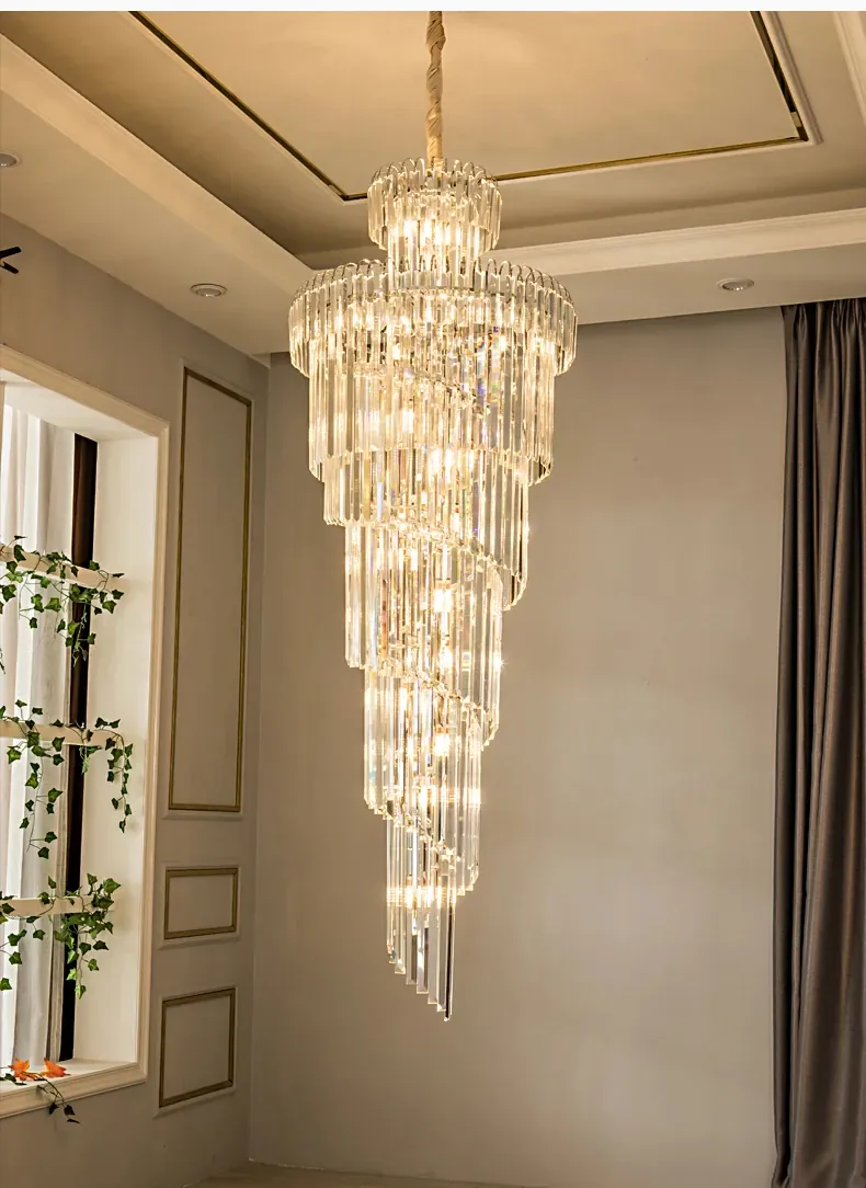 Grand lustre en verre pour hauts plafonds