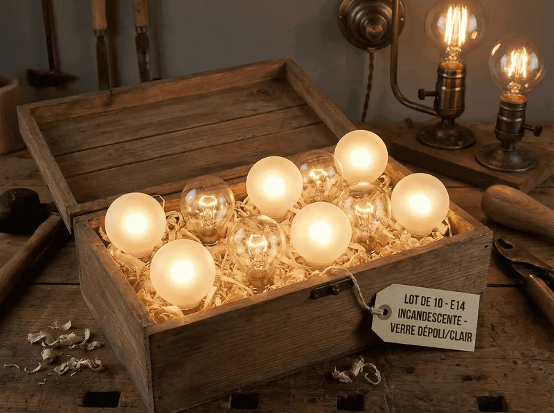 Pack de 10 ampoules sphériques incandescentes E14 2700K