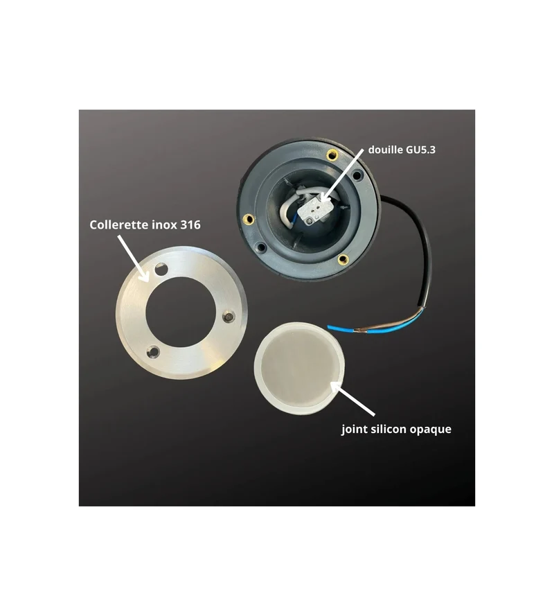 Lot de 6 spots encastrables de sol 12V GU5.3 INOX 316 IP67 - Diam 10 cm