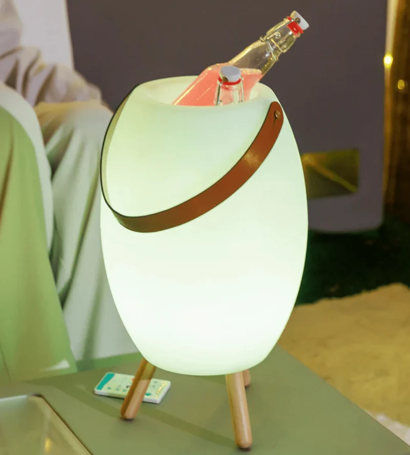 Seau à bouteille lumineux APOLO - Hauts-parleurs intégrés - Éclairage blanc et multicouleur réglable