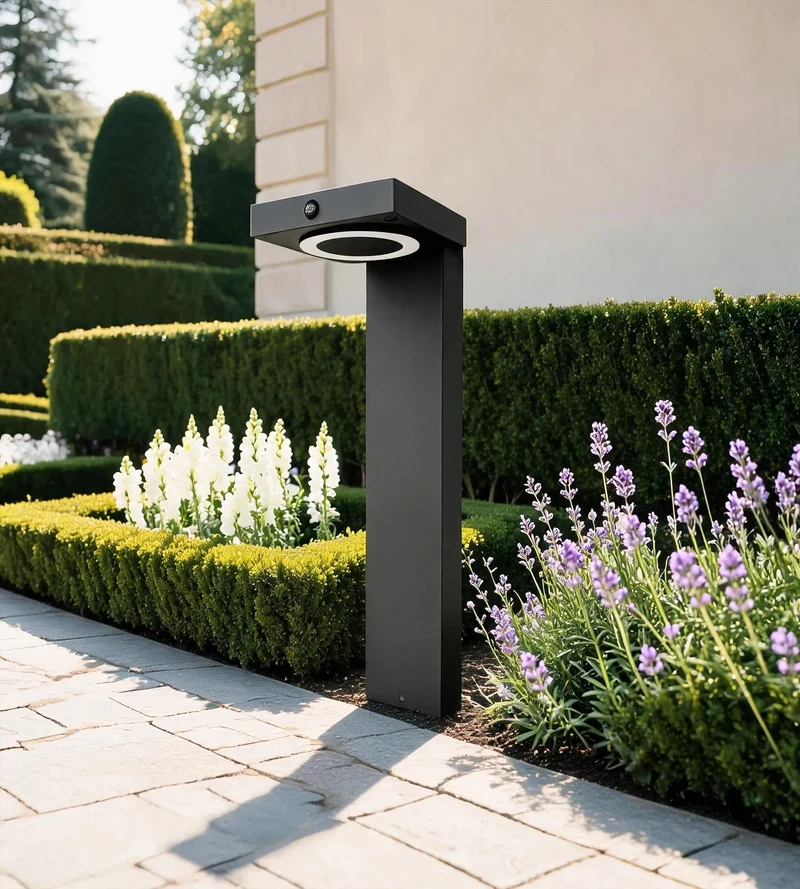 Borne solaire extérieure LED LUCENT noire 50 cm avec détecteur