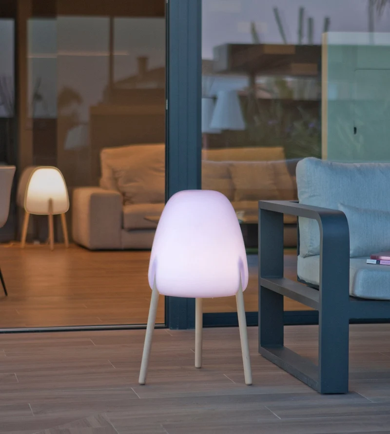 Lampe design solaire ROCKET - Éclairage blanc et multicolore réglable - Éxtérieur et Intérieur