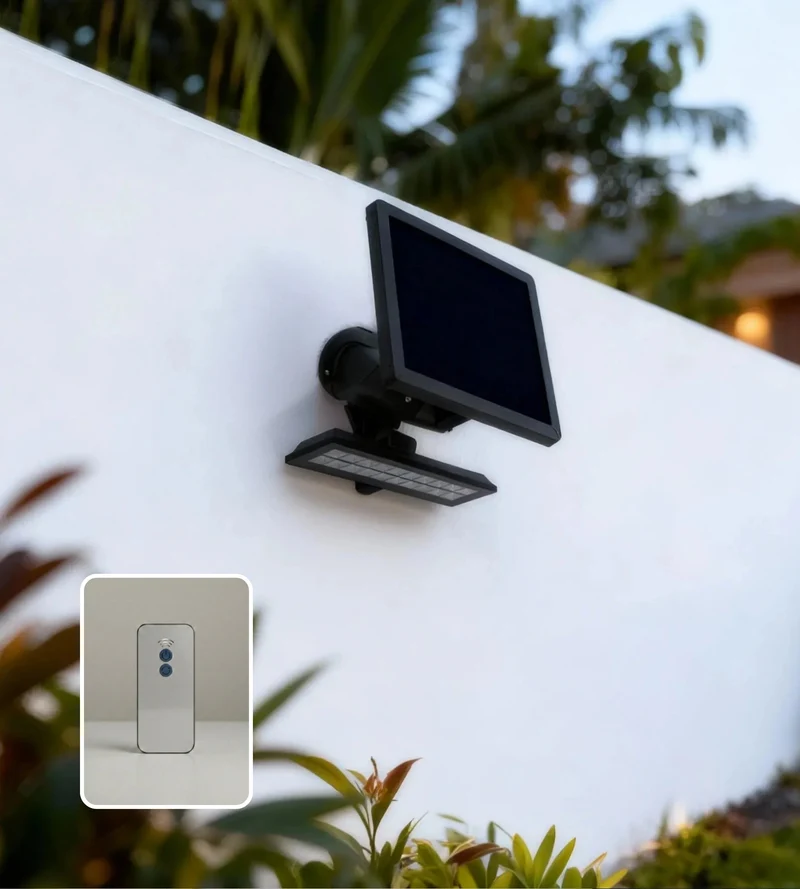 Projecteur extérieur LED solaire POWER–2000, avec détecteur, Télécommandable