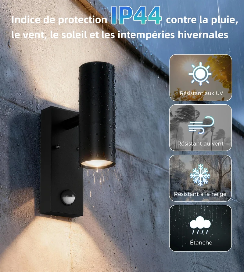 Applique murale extérieure NYXO noire - Ampoule GU10 non incluse