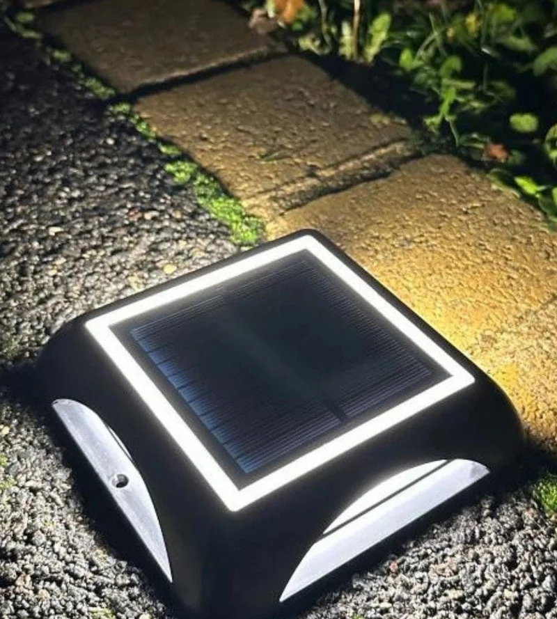 Pavé solaire LED carré blanc neutre - 3 modes de 50 à 200 lumens - Sol ou mural