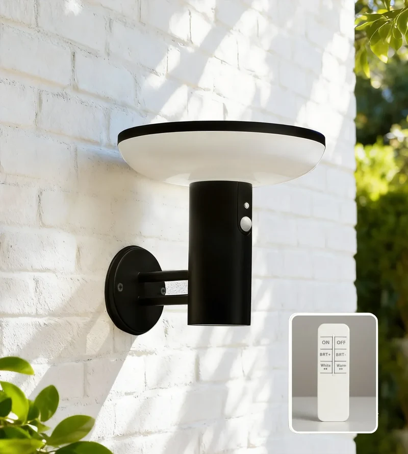 Applique murale solaire extérieure LED HALO+ noire avec détecteur