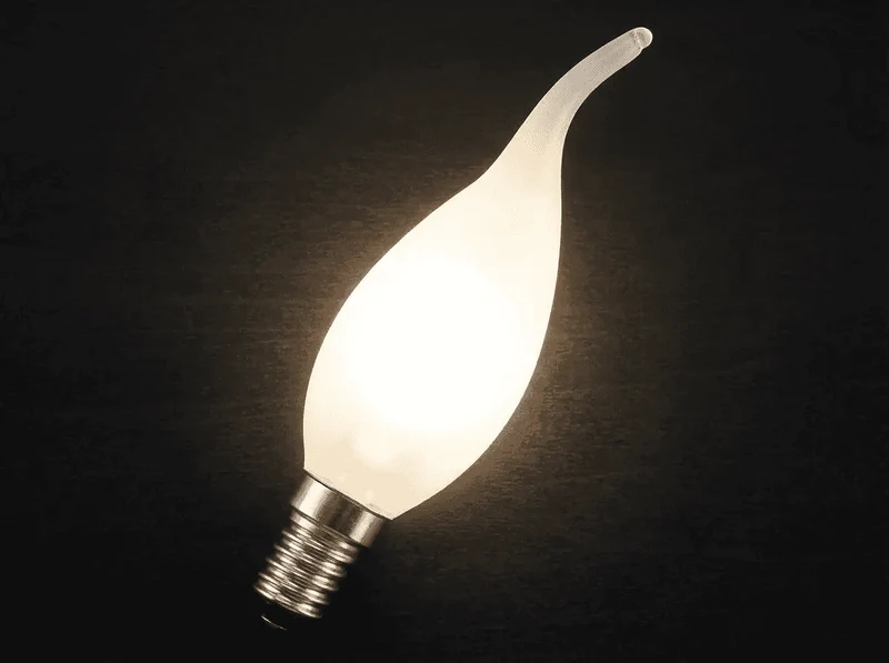 Ampoule incandescente E14 25W flamme coup de vent dépolie