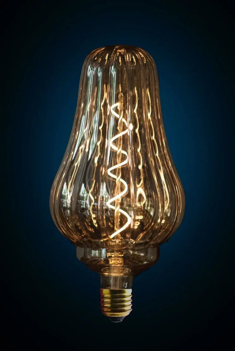 Lampe LED dimmable E27 ambrée à verre ondulé Candice