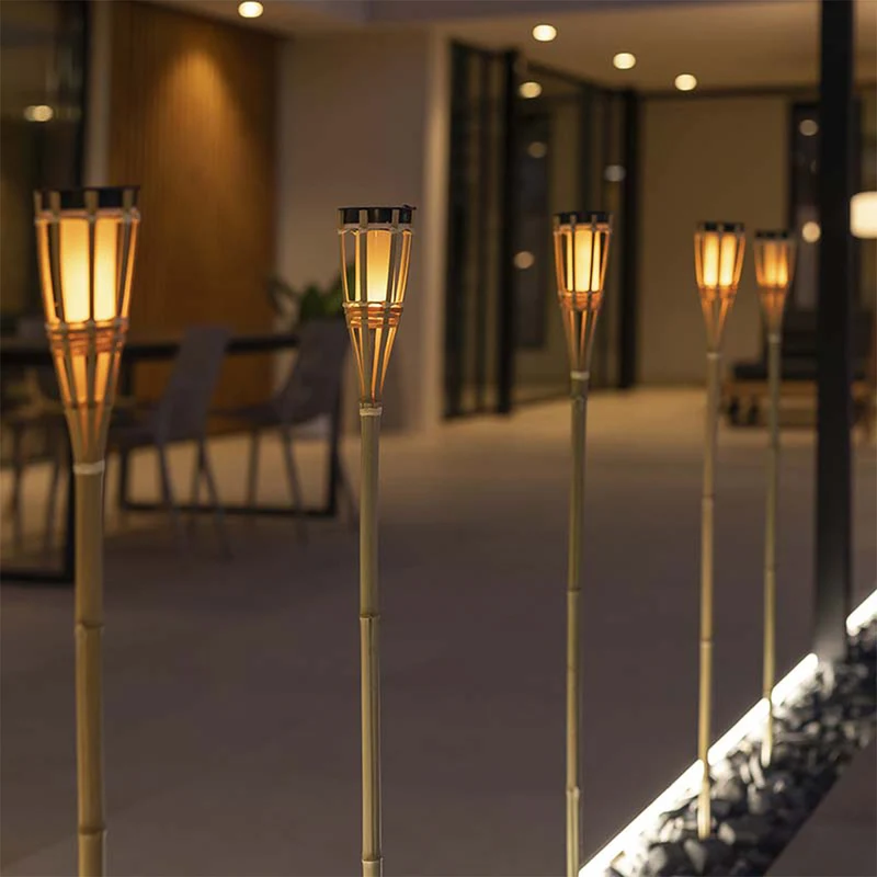 HIAMA pique de jardin solaire avec lumière à effet flamme(4 pièces)