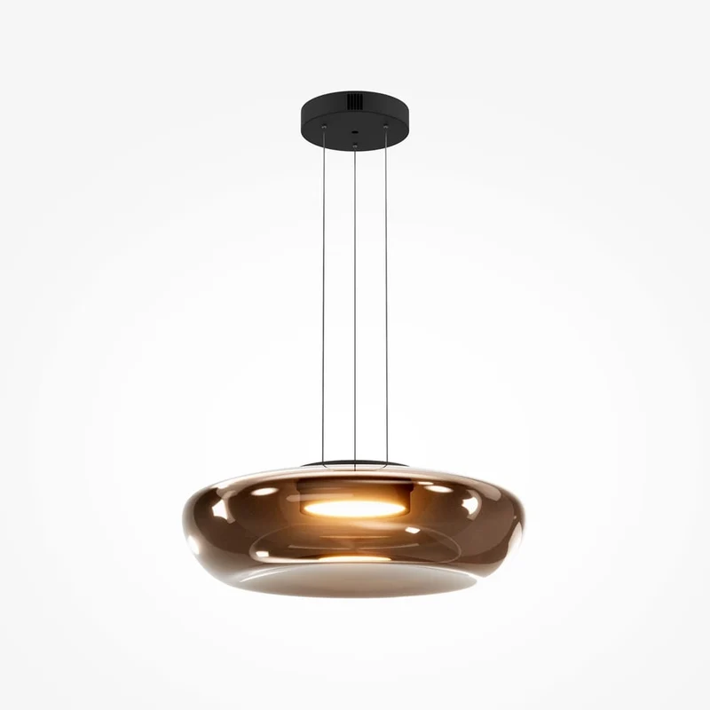 Suspension design moderne en verre gris