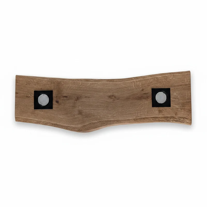 Plafonnier bois naturel spots et lumière indirecte
