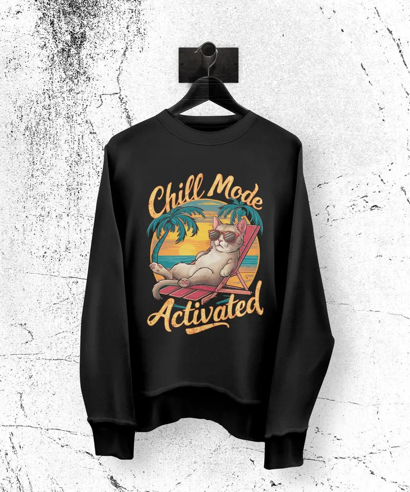 T-shirt graphique Chill Cat on Beach, parfait pour les vibrations d'été