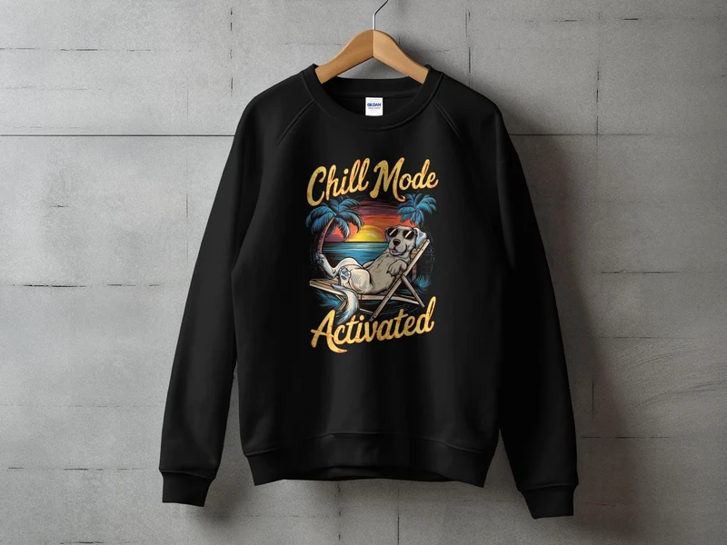 T-shirt chien activé en mode Chill sur la plage - Tee-shirt Relaxed Summer Vibes
