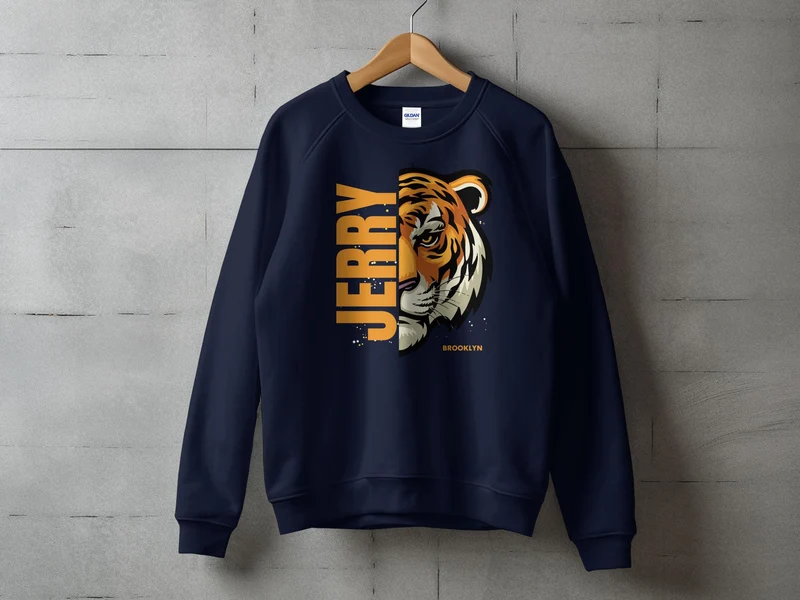 Tiger Face T-Shirt - Fierce Jerry Tiger Graphic Tee - Wild Animal Print Shirt - Vêtements décontractés pour hommes et femmes