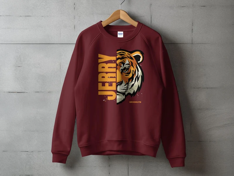 Tiger Face T-Shirt - Fierce Jerry Tiger Graphic Tee - Wild Animal Print Shirt - Vêtements décontractés pour hommes et femmes