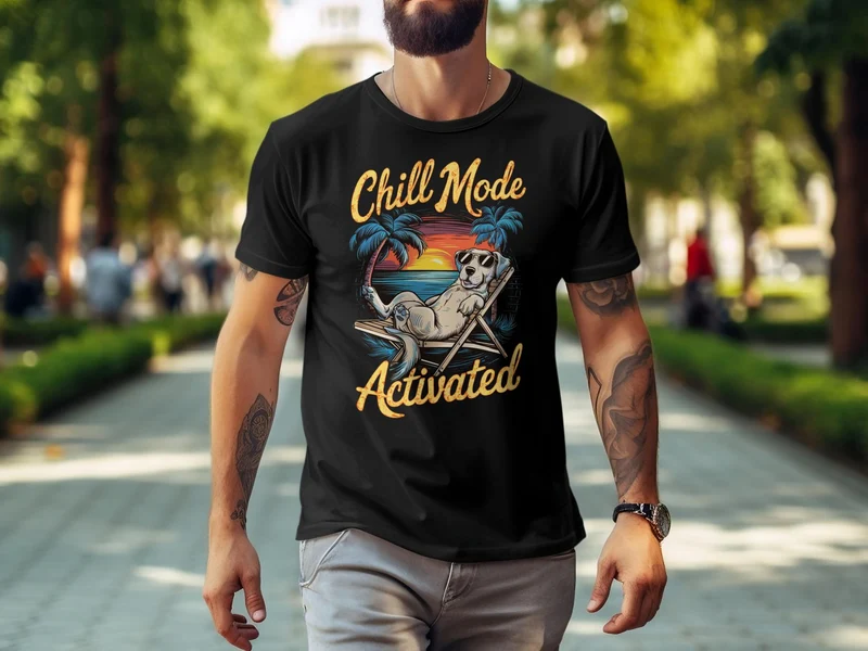T-shirt chien activé en mode Chill sur la plage - Tee-shirt Relaxed Summer Vibes