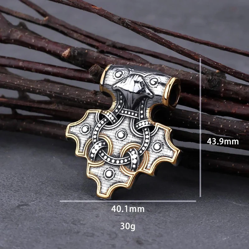 Collier de marteau de Thor vintage Viking Odin Raven Mjolnir