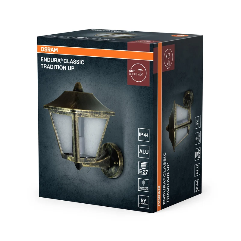 OSRAM ENDURA Applique murale alu noir-or pour extérieur, IP44