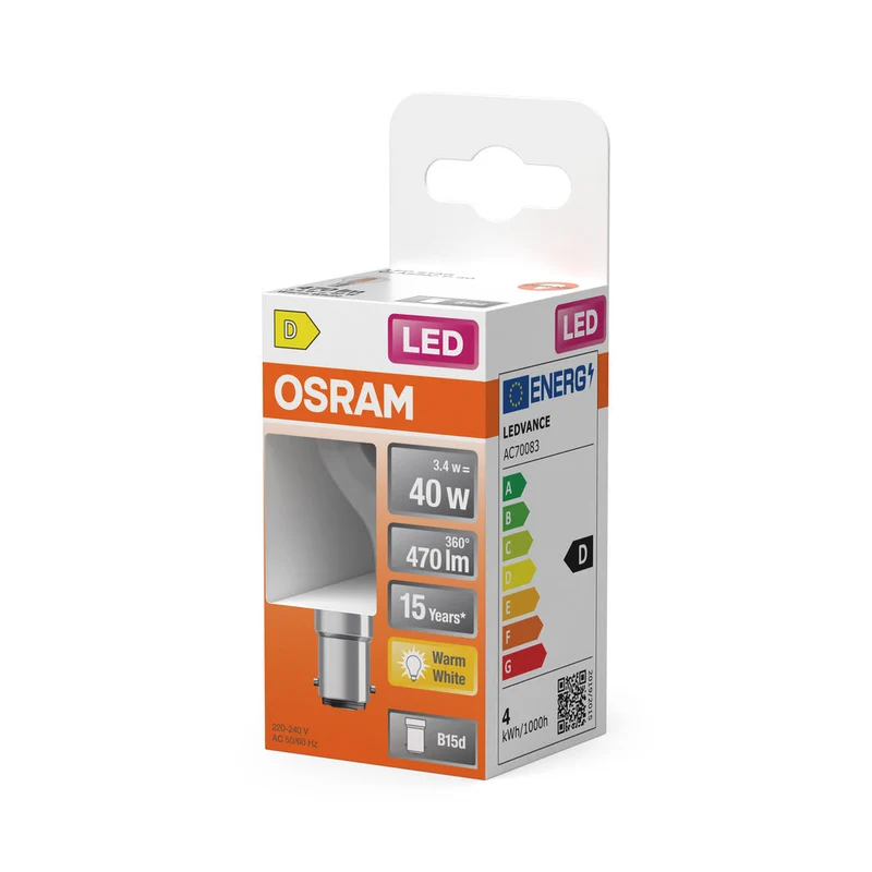 Rétrofit LED CLASSIC P 3.4W 827 Clair B15d