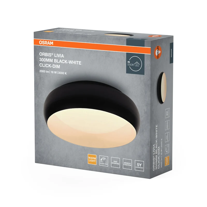 OSRAM ORBIS Livia Plafonnier 16W 1000lm noir/blanc