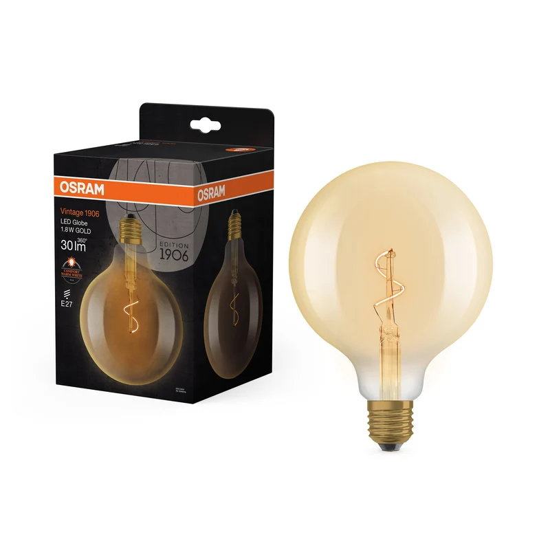 OSRAM Vintage 1906® LED CLASSIC Globe 1,8W 822 Or E27