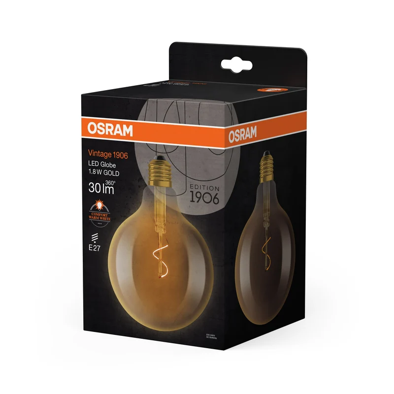 OSRAM Vintage 1906® LED CLASSIC Globe 1,8W 822 Or E27