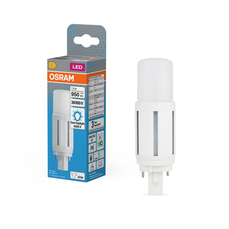 OSRAM DULUX LED D VT EM & ALIMENTATION SECTEUR 7.5W 865 G24D