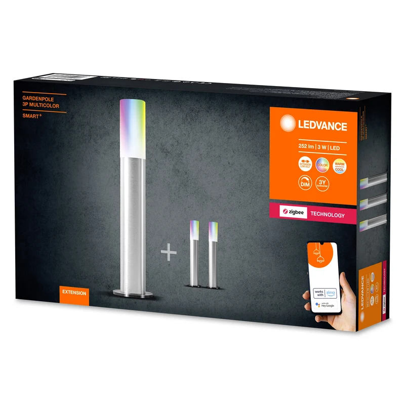 LEDVANCE Zigbee SMART+ lampe de jardin LED Gardenpole, RVB multicolore, 3W, 420lm