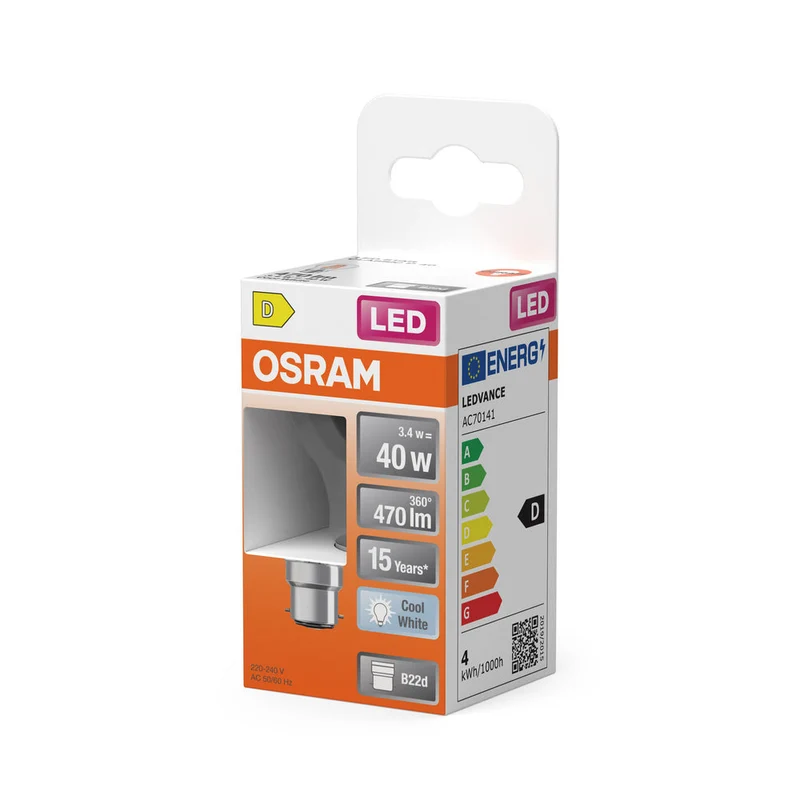 Rétrofit LED CLASSIC P 3.4W 840 Clair B22d